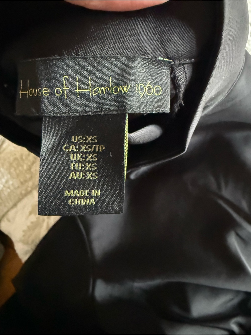 House of Harlow 1960 Black Satin Mock-Neck Blouse - Picture 5 of 8